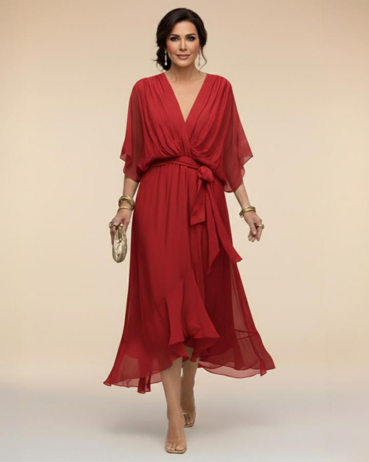 Julieta | Abito in chiffon scollo a V