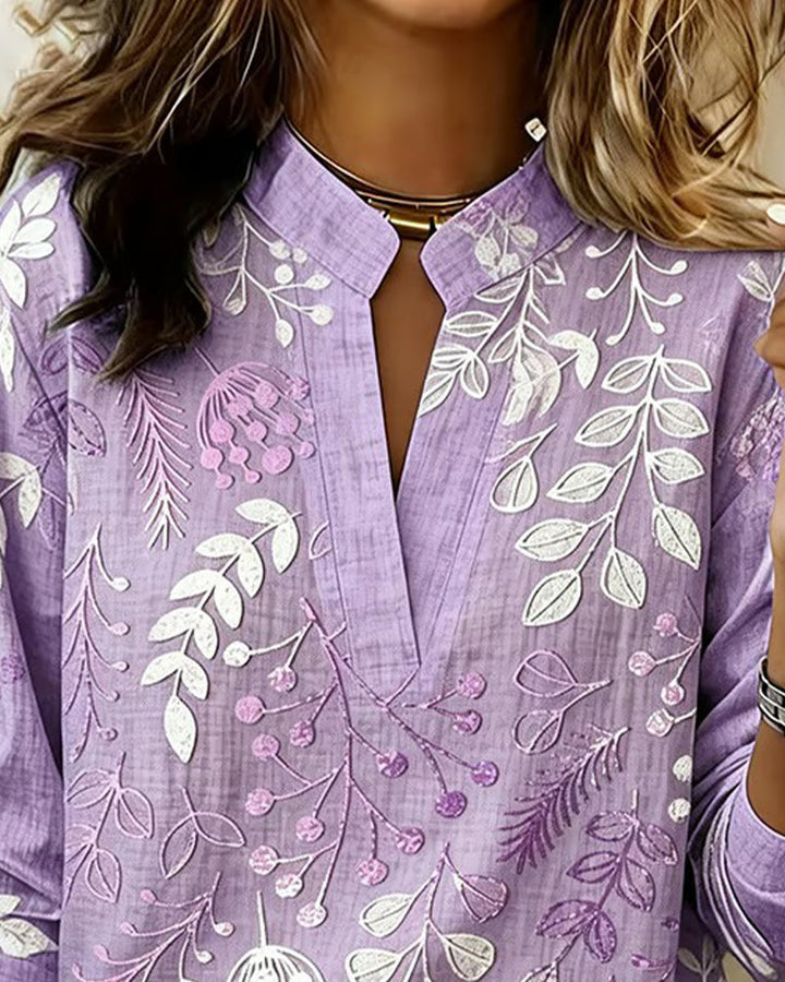 Evelina - Camicetta a fiori con collo alto