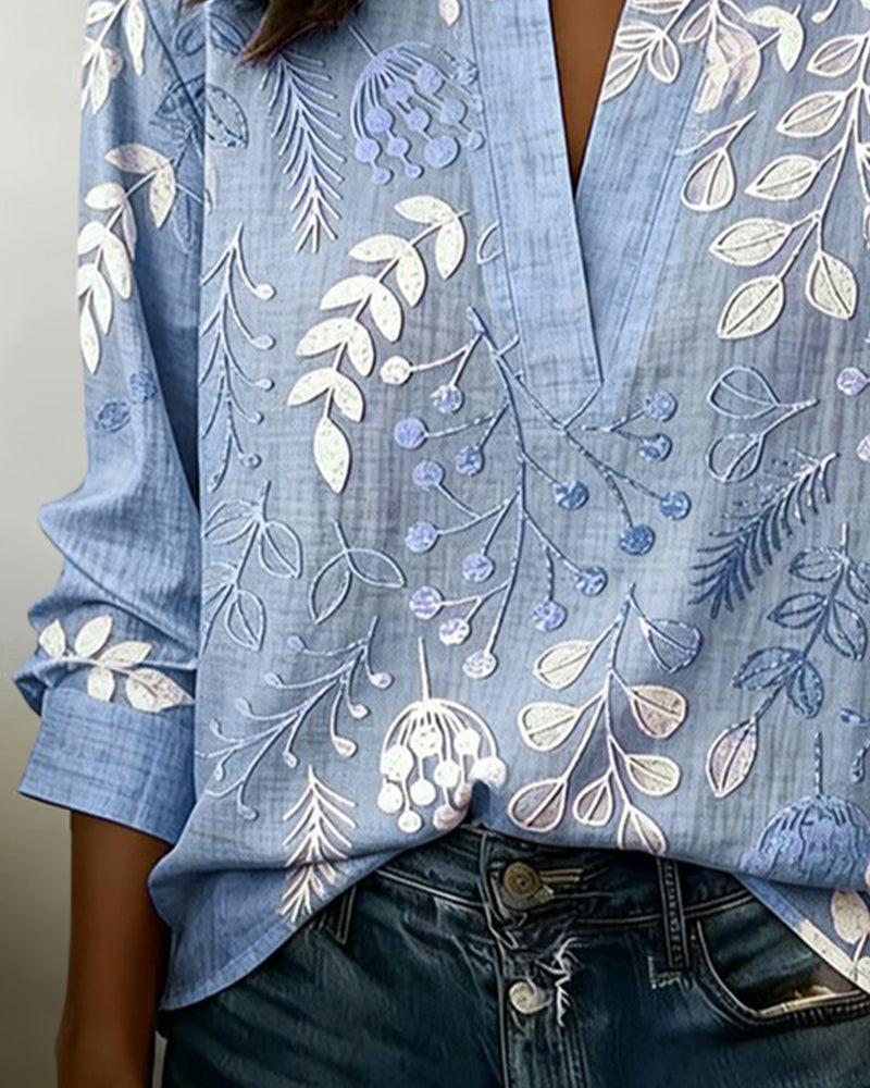Evelina - Camicetta a fiori con collo alto