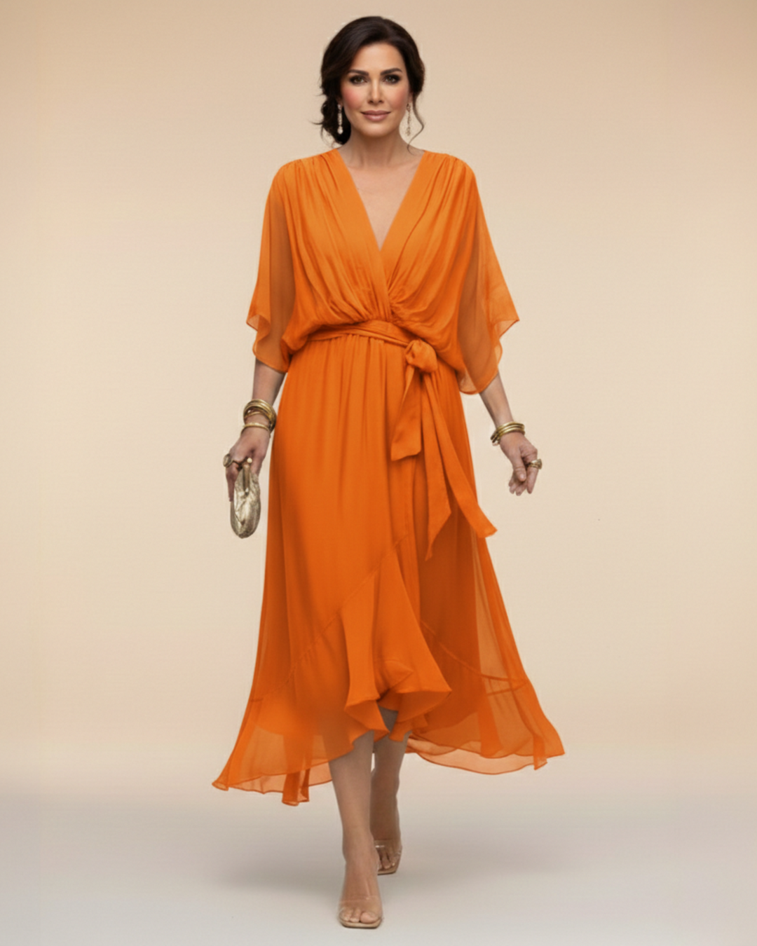 Julieta | Abito in chiffon scollo a V