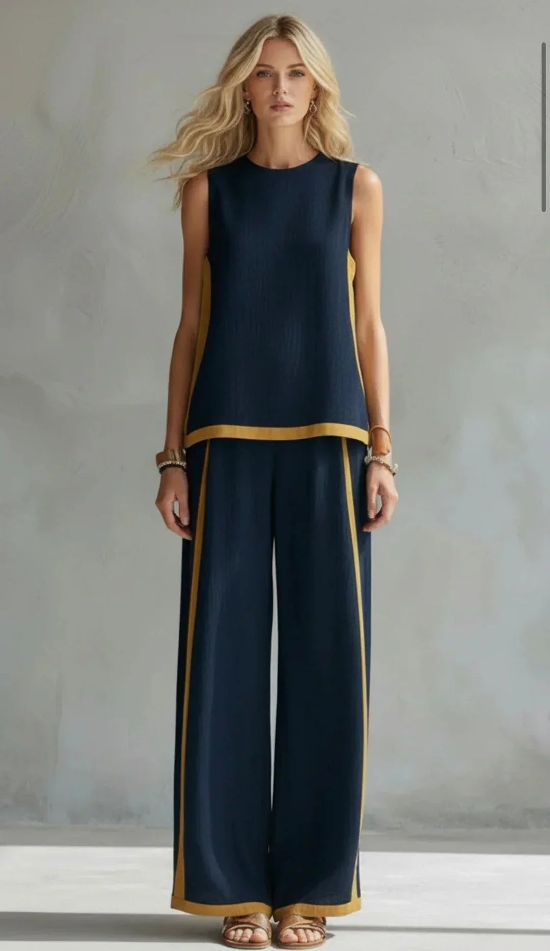 Melania - Set elegante e casual di gilet e pantaloni con finiture bicolore