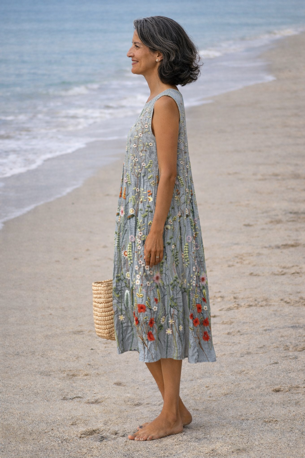 Cara | Abito midi con fiori selvatici