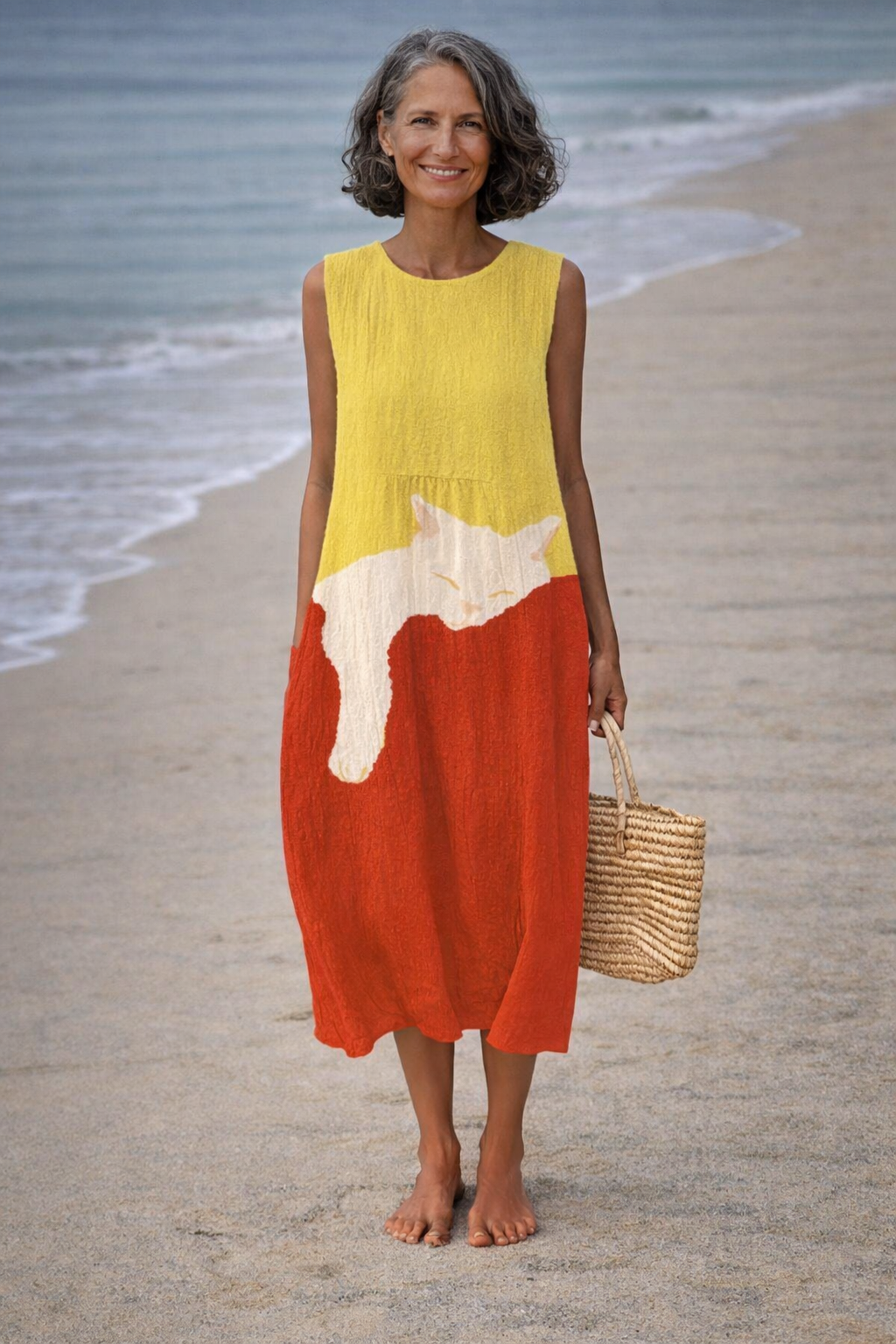 Carolina | Vestito con stampa di gatti carini