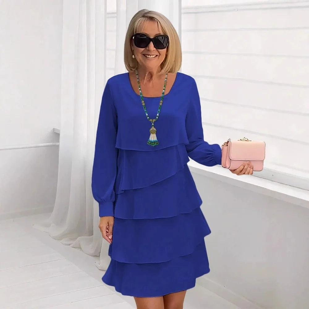 Margaret | Vestito Elegante con Rouches a Maniche Lunghe