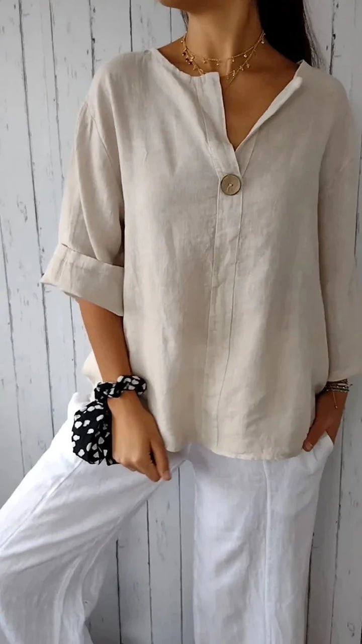 Roberta | Camicetta casual in misto cotone e lino