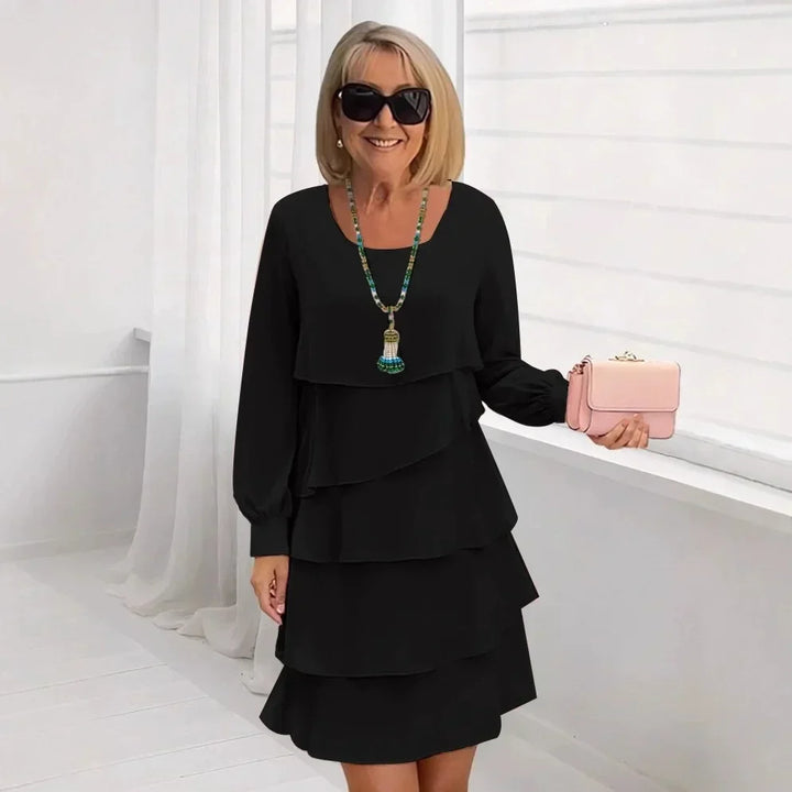 Margaret | Abito Elegante con Volant a Maniche Lunghe