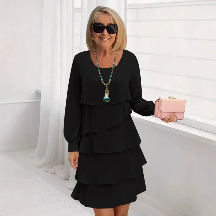 Margaret | Vestito Elegante con Rouches a Maniche Lunghe