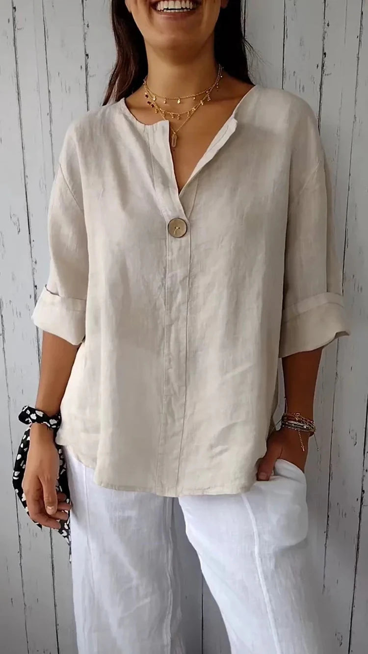 Roberta | Camicetta casual in misto cotone e lino