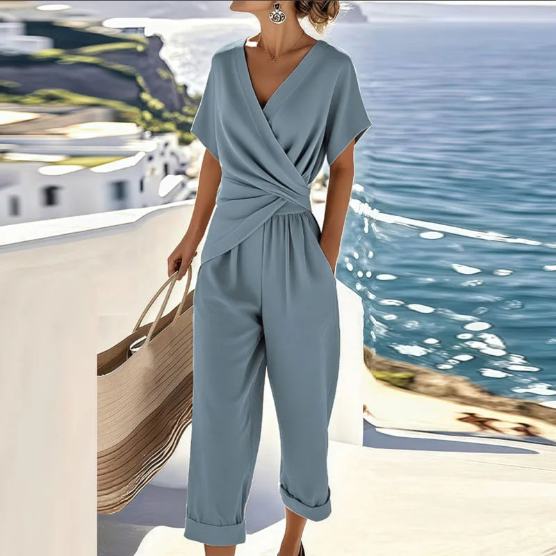 Colleen Set Elegante Due Pezzi | Top Avvolgente e Pantaloni Corti