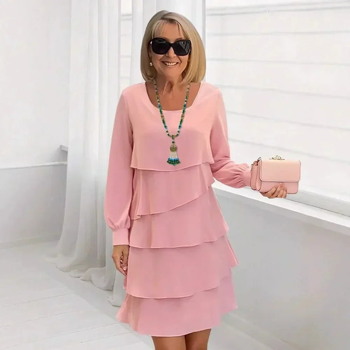 Margaret | Vestito Elegante con Rouches a Maniche Lunghe