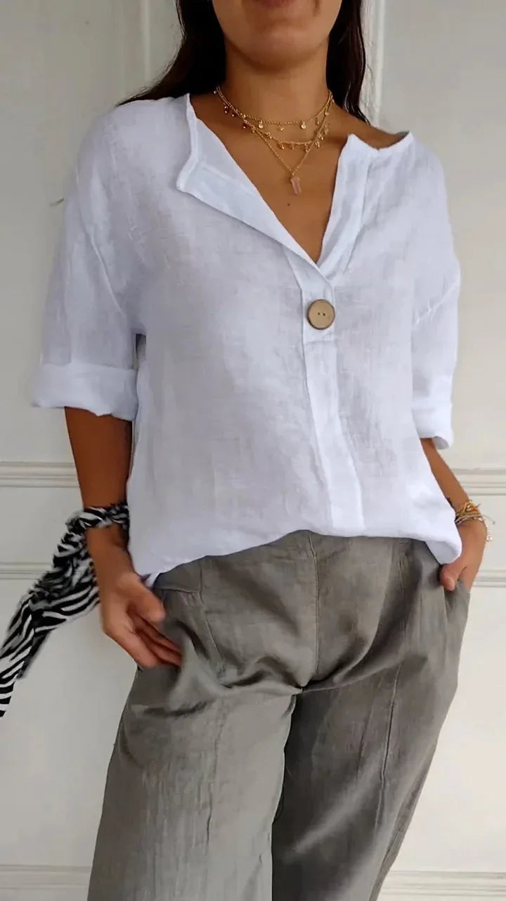 Roberta | Camicetta casual in misto cotone e lino