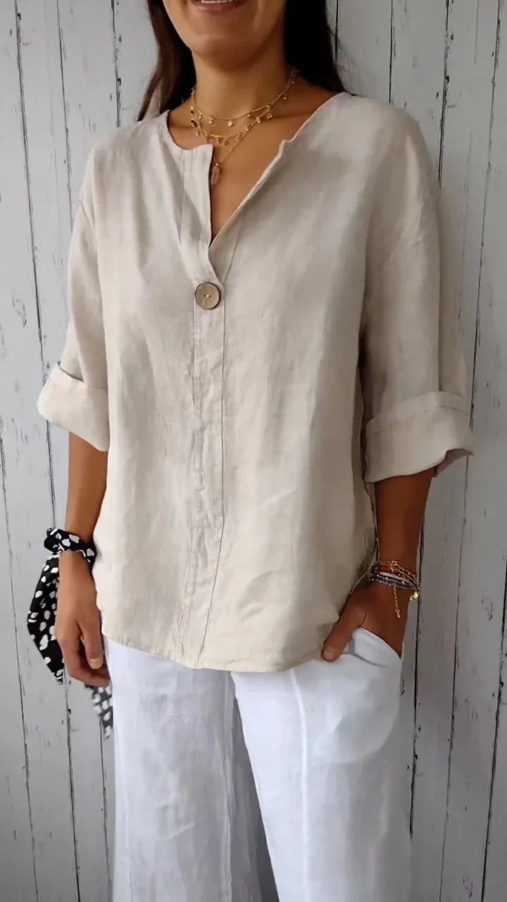 Roberta | Camicetta casual in misto cotone e lino