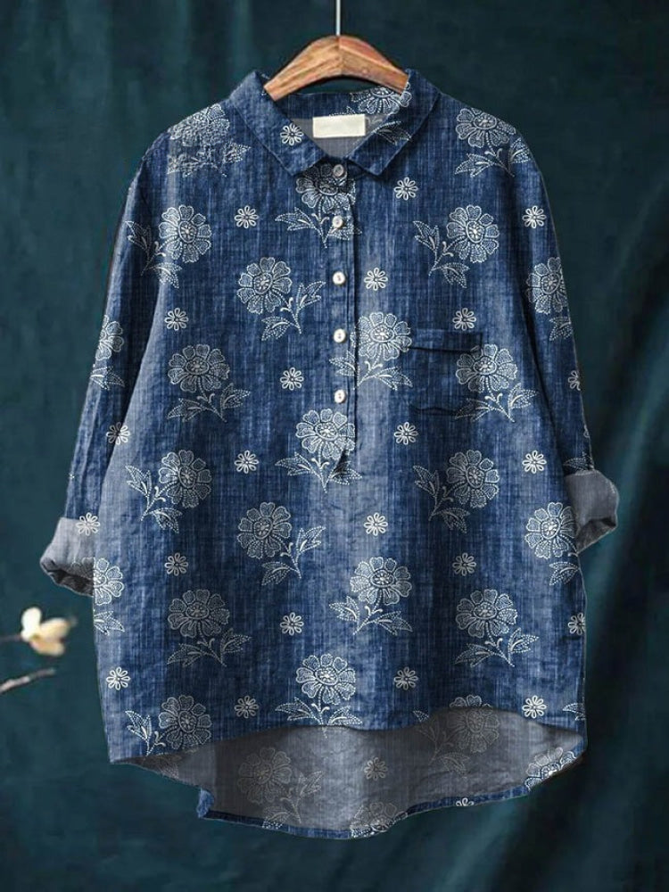 Seraphina™ | Blusa in Lino Senza Tempo con Stampa