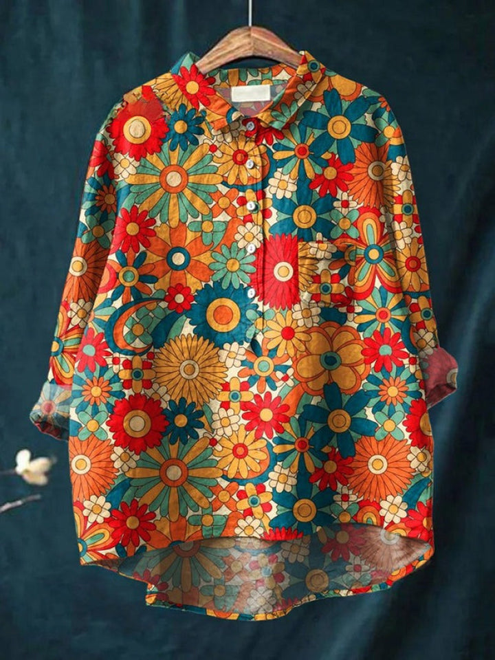 Seraphina™ | Blusa in Lino Senza Tempo con Stampa