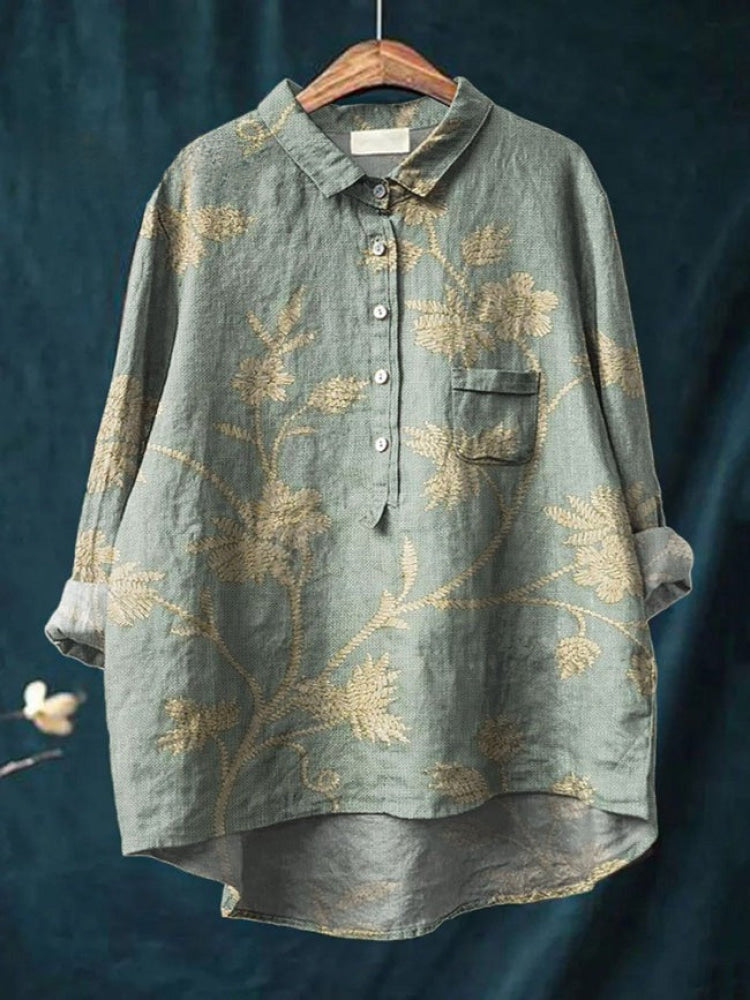 Lina | Camicia Ricamata Floreale Vivace