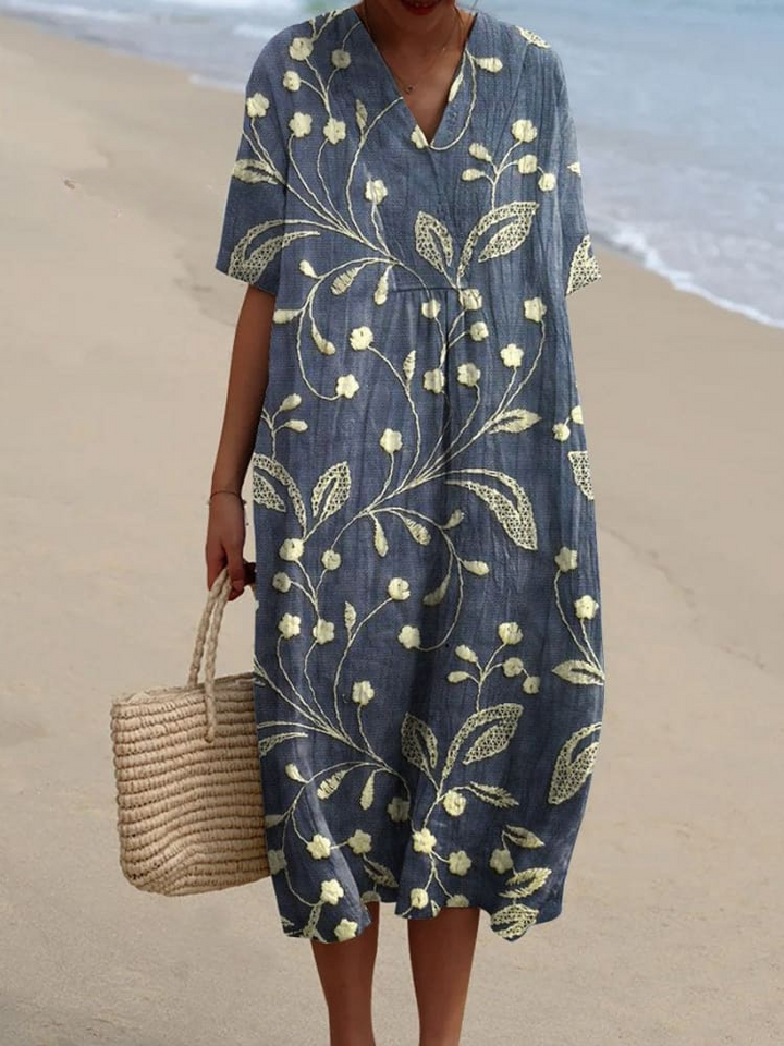 Abito Casual Flowy con Stampa Floreale Vintage da Donna