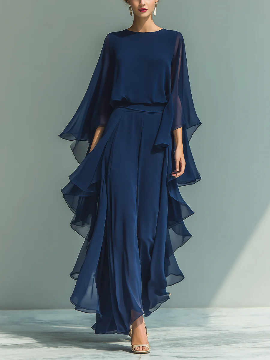 Anna | Completo Elegante in Chiffon con Volant