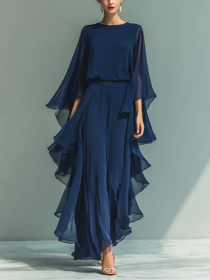 Anna | Completo Elegante in Chiffon con Volant