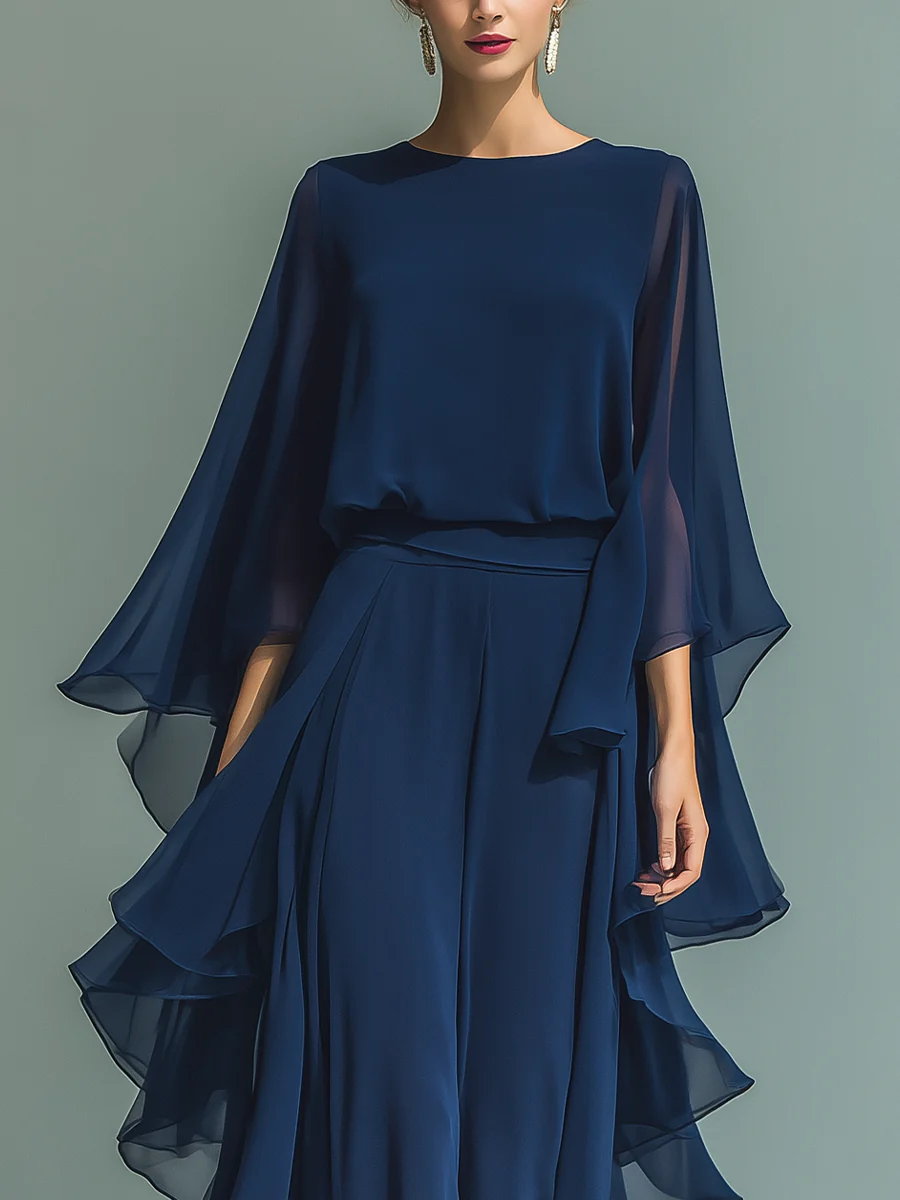 Anna | Completo Elegante in Chiffon con Volant