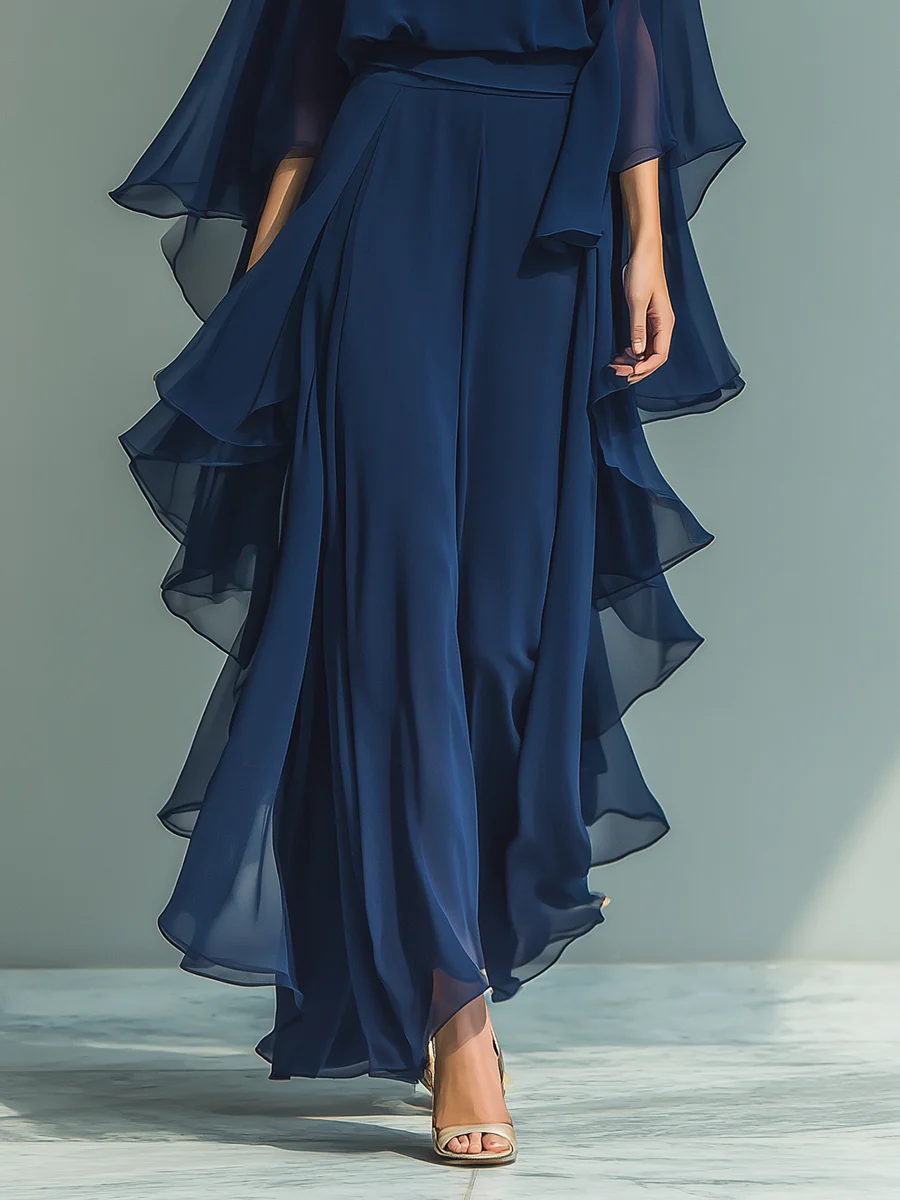 Anna | Completo Elegante in Chiffon con Volant