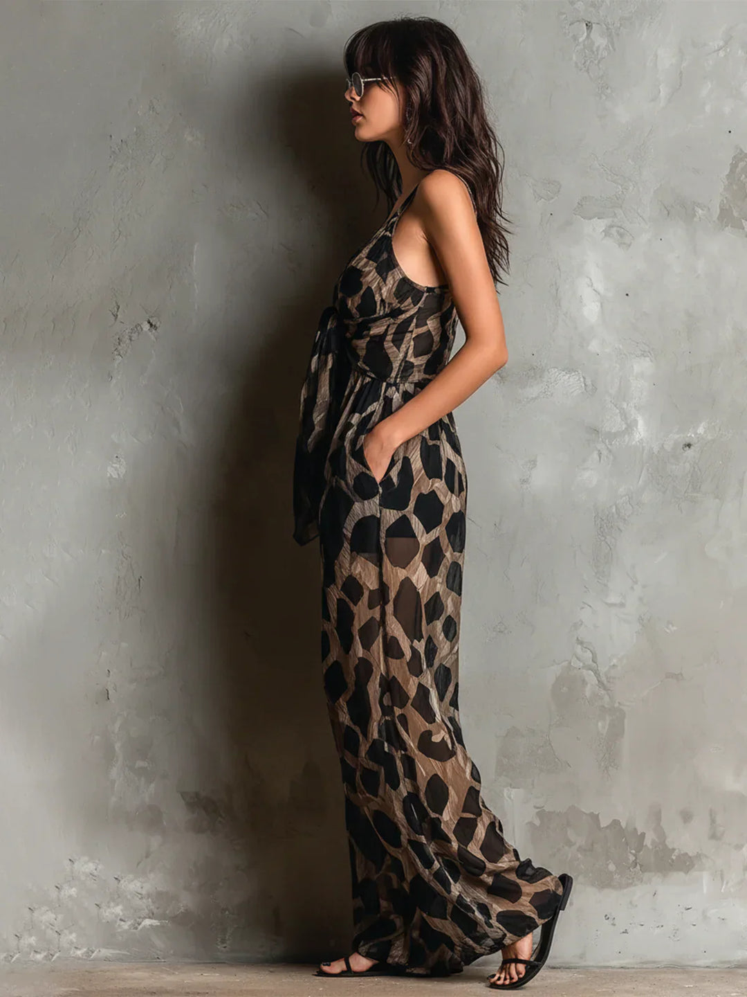 Adriana | Tuta elegante con stampa animalier