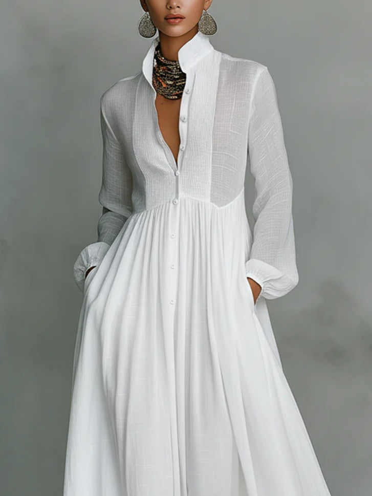 Mariella | Maxi abito minimalista con collo alto