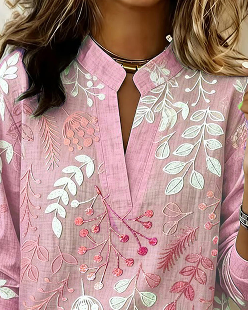 Evelina - Camicetta a fiori con collo alto