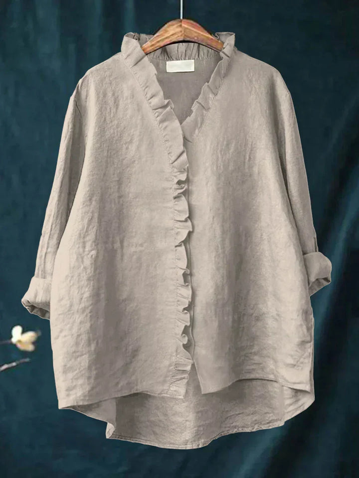 Lily | Blusa in Cotone e Lino con Volant