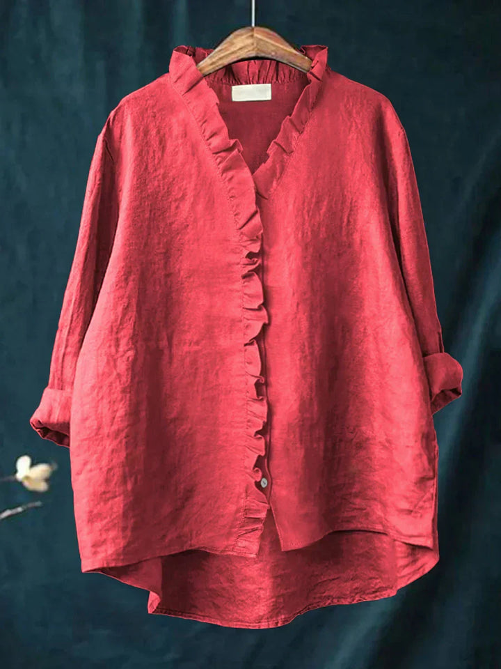 Lily | Blusa in Cotone e Lino con Volant