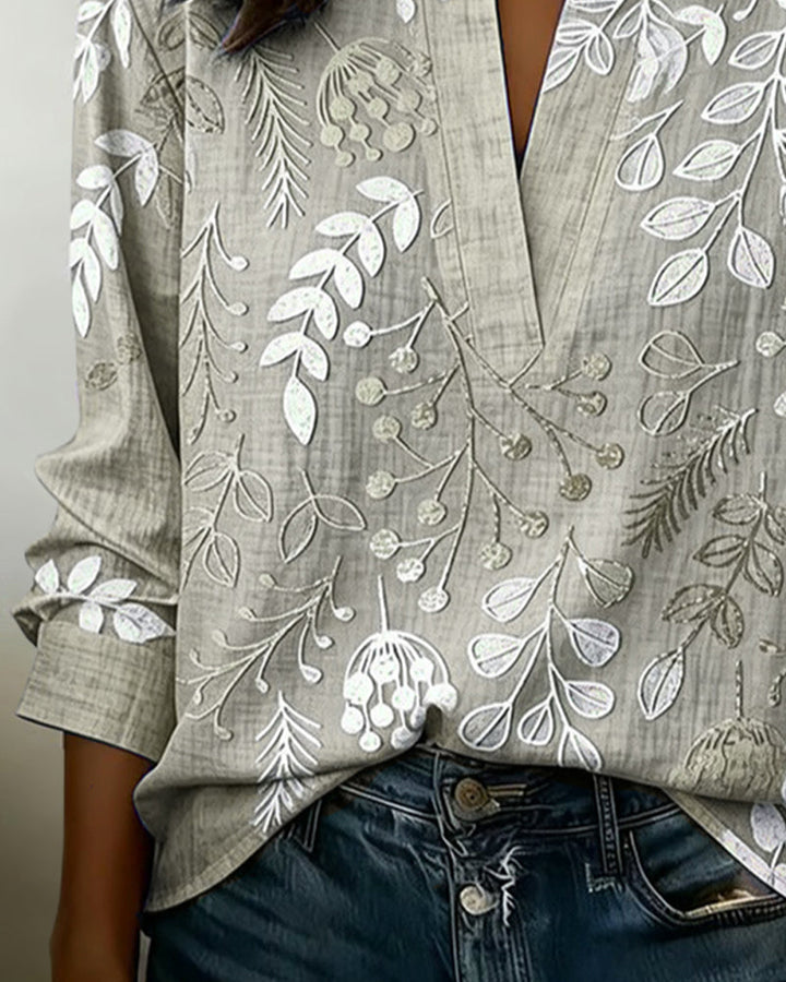 Evelina - Camicetta a fiori con collo alto
