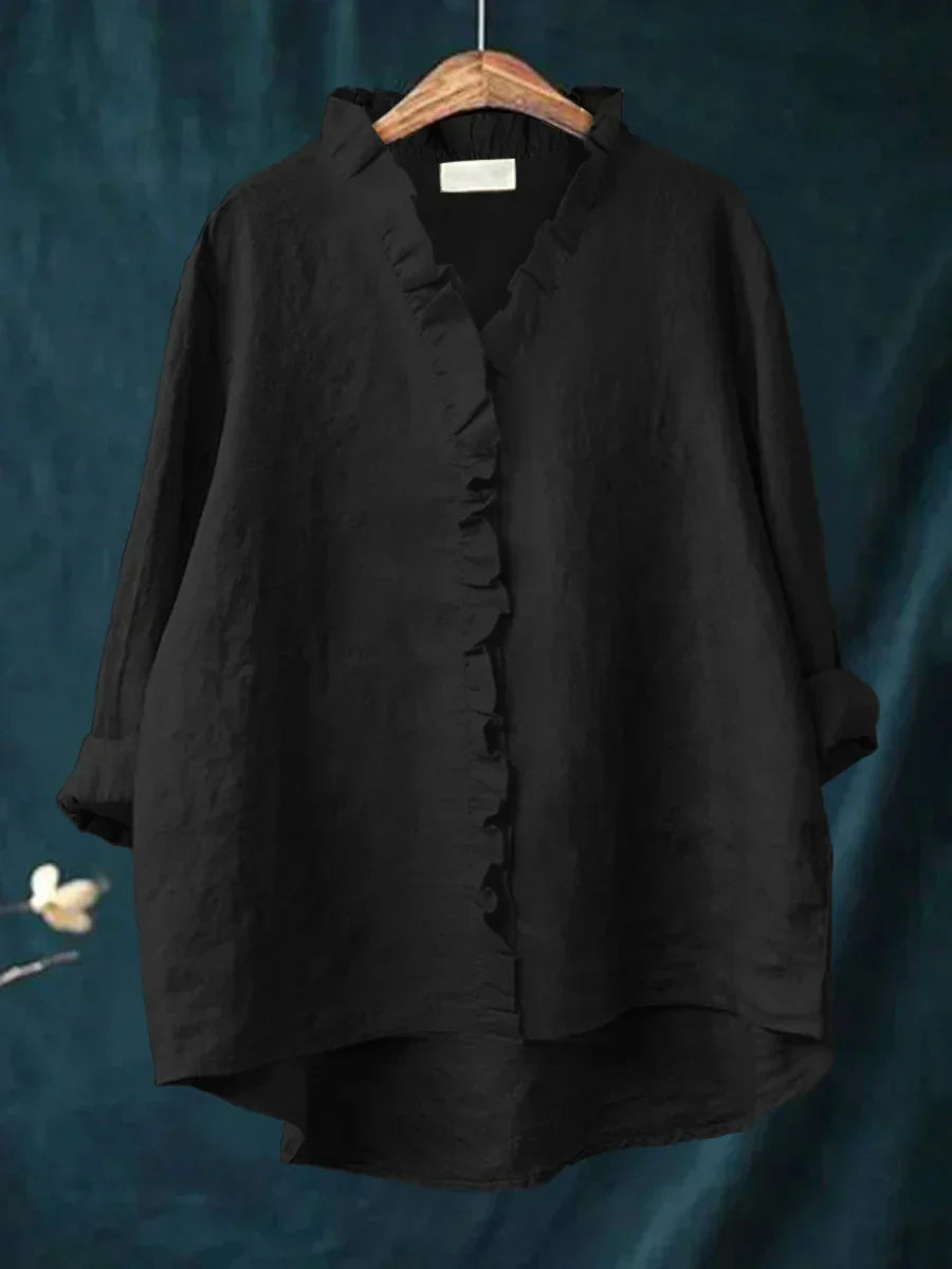 Lily | Blusa in Cotone e Lino con Volant