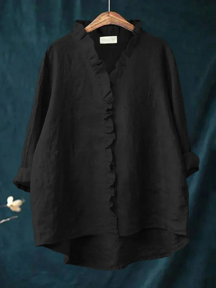 Lily | Blusa in Cotone e Lino con Volant