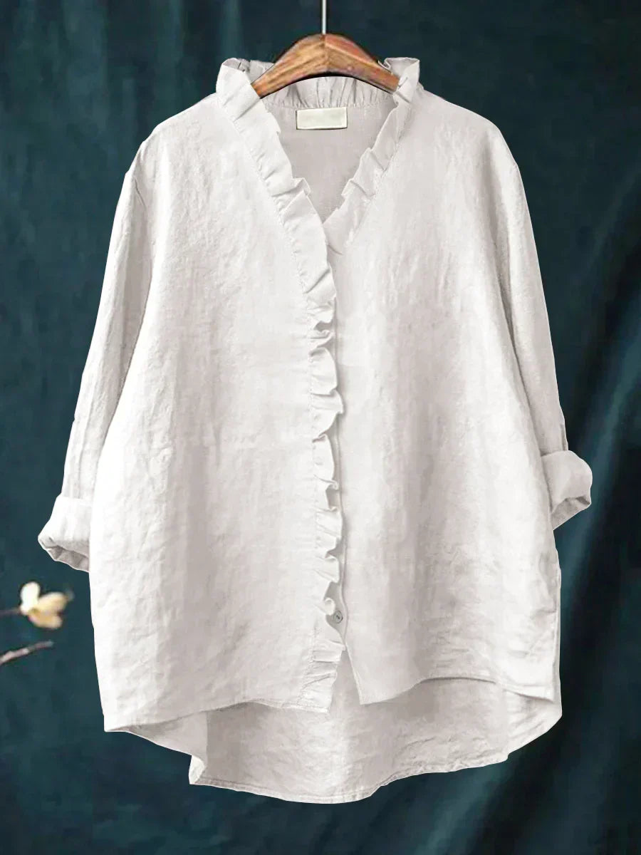 Lily | Blusa in Cotone e Lino con Volant