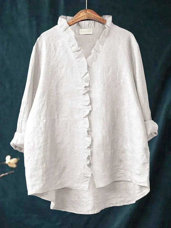 Lily | Blusa in Cotone e Lino con Volant