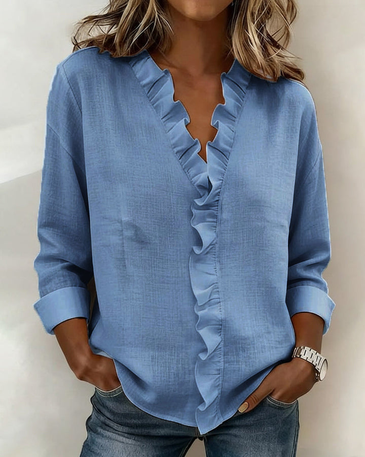 Matilde  - Camicetta Arricciata con Scollo a V