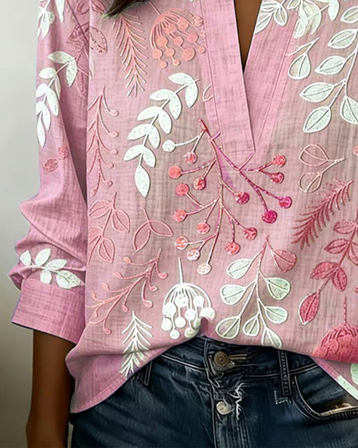 Evelina - Camicetta a fiori con collo alto