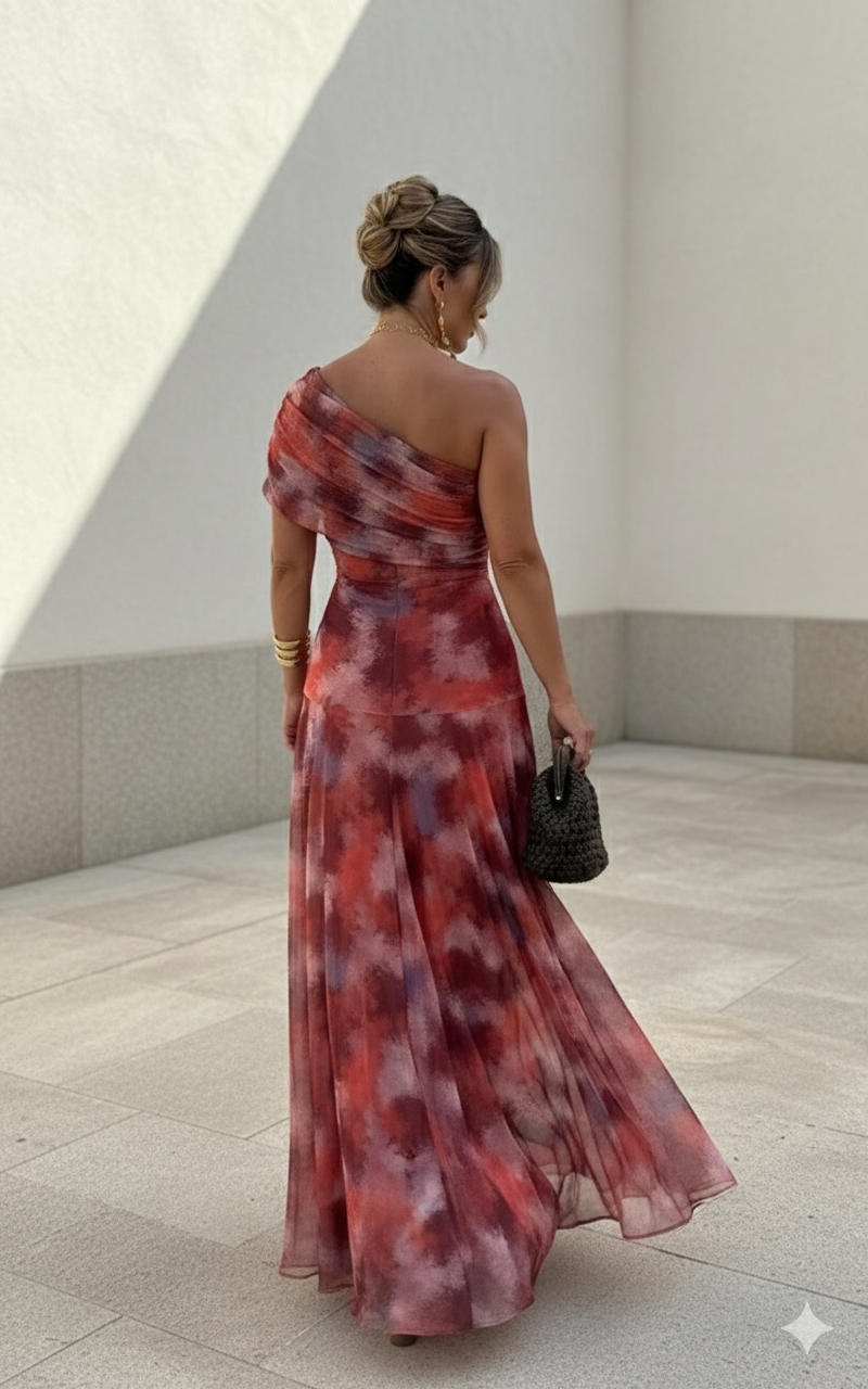 Uma Abito lungo fluido in satin, eleganza senza tempo