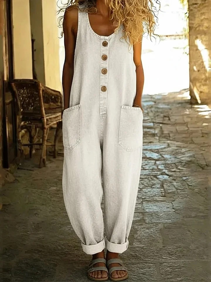 Aurora - Salopette in Denim di Cotone Lavato Vintage